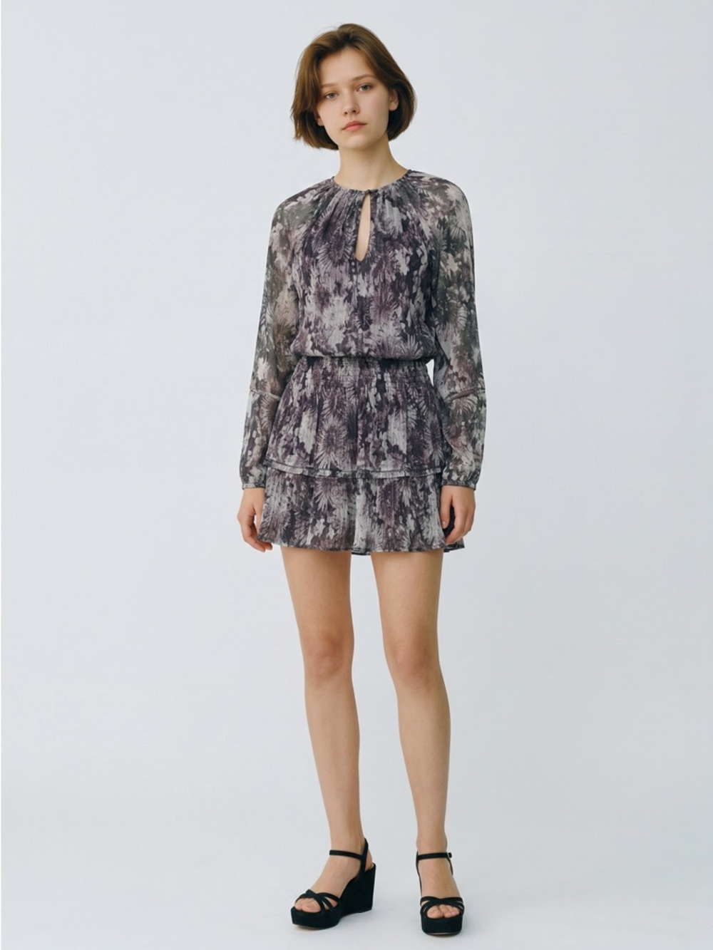 RAMY BROOK Aaliyah Metallic Chiffon Mini Dress